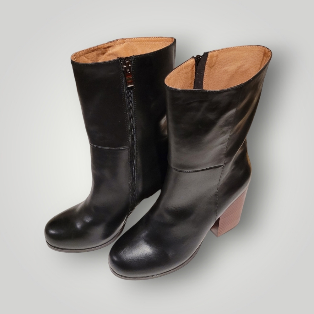 Kixters black block heeled mid boot